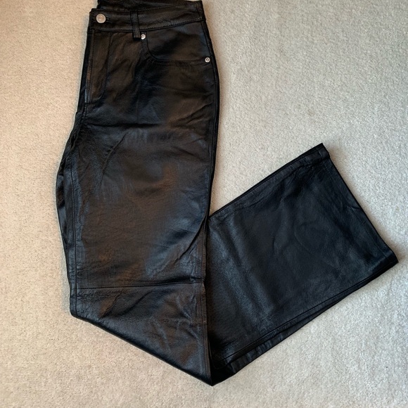 Newport News Pants - NWOT Genuine Black Leather Bootcut Pant